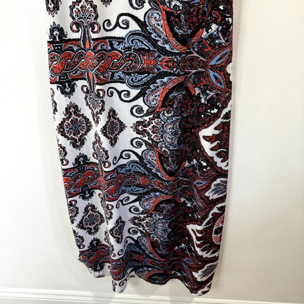 Kate & Mallory White Paisley-Print Midi Dress with Red, Blue and Black Accents - Picture 9 of 13
